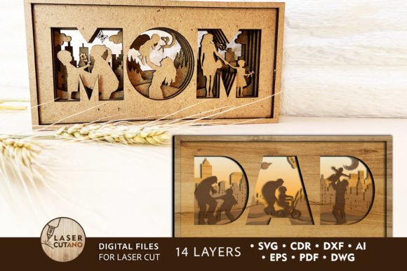 MOM Amp DAD BUNDLE Multilayer Cut Files Graphics 20086997 Creativo Digital